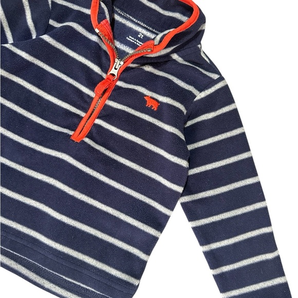 Carter’s Navy Blue Striped Fleece Quarter Zip Sweater Size 2T - Picture 2 of 5